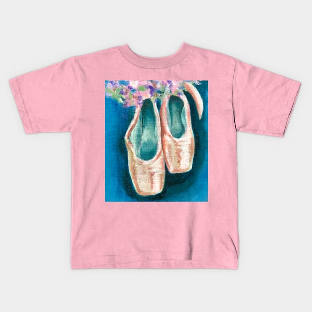 Ballerina Shoes Kids T-Shirt by Lady Lilac